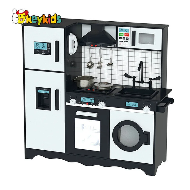 Pretend Playsets Large Wooden Kids Kitchen Set with Lights & Sounds W10C513I